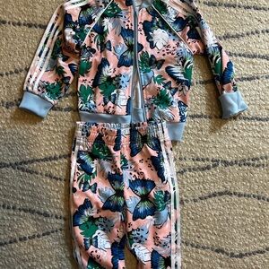 adidas originals Butterfly & Floral Track Suit with Blue and Green Accents